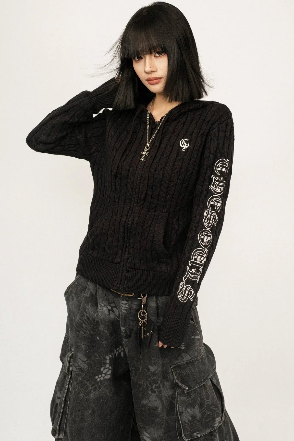 Retro Hooded Knit Cardigan