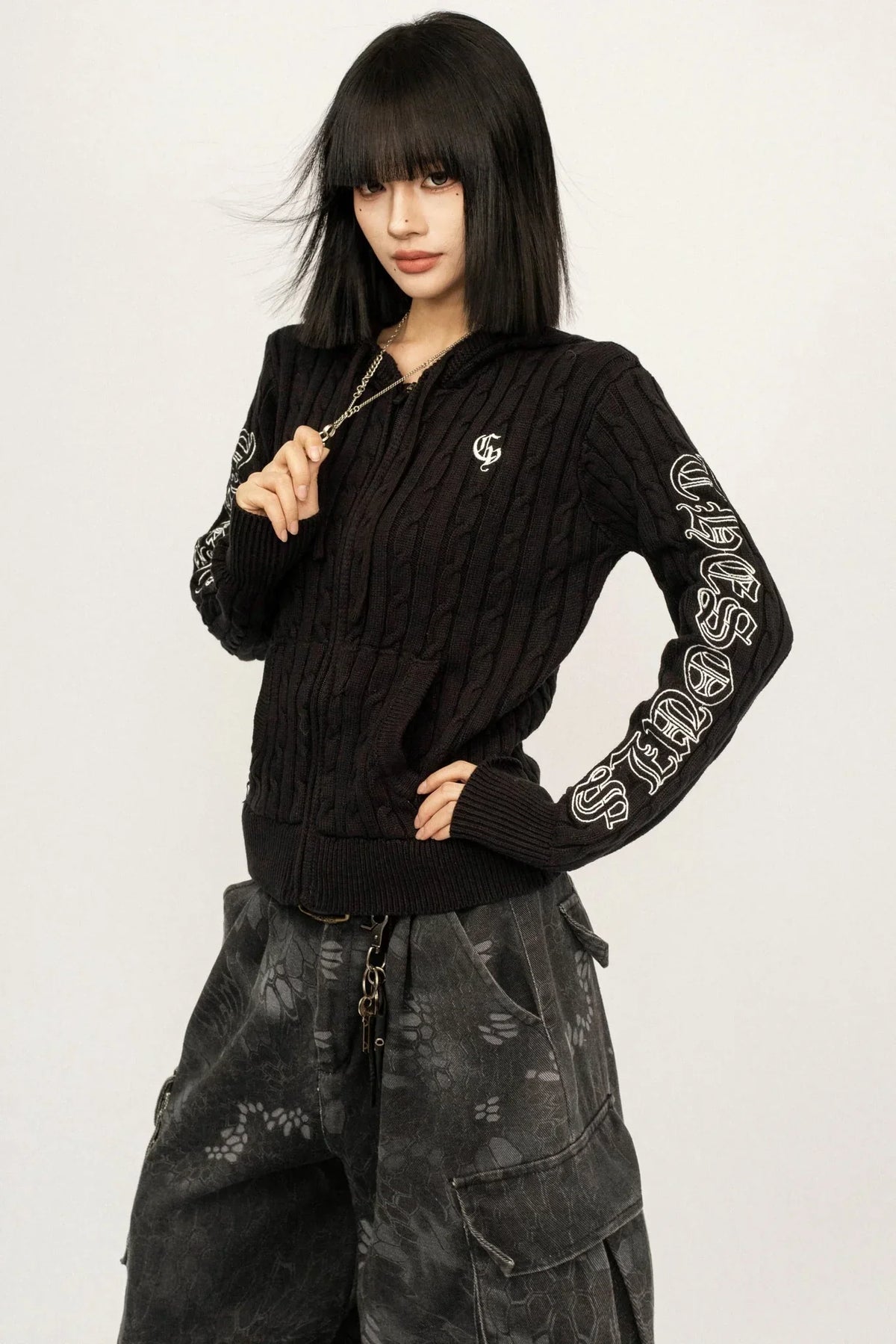 Retro Hooded Knit Cardigan