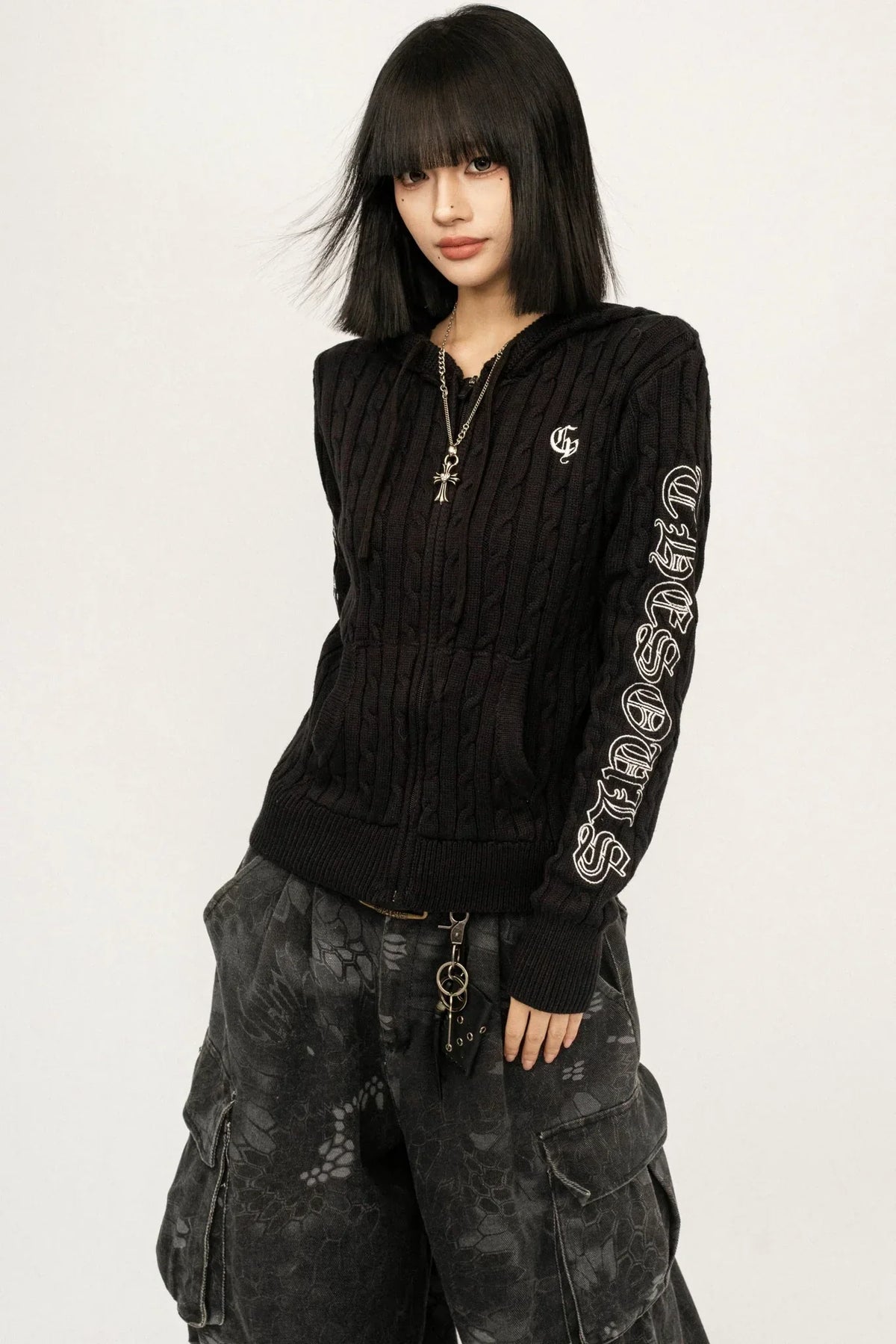 Retro Hooded Knit Cardigan
