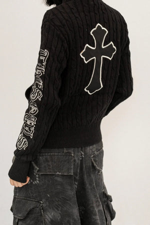Retro Hooded Knit Cardigan