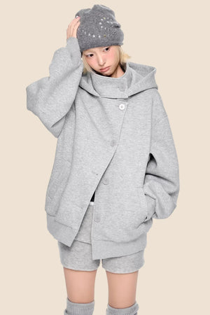 Retro Hooded Sweatshirt Jacket