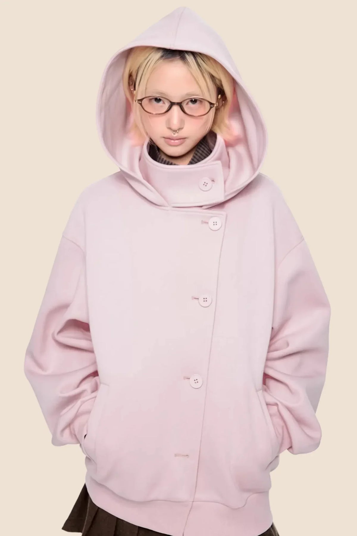 Retro Hooded Sweatshirt Jacket
