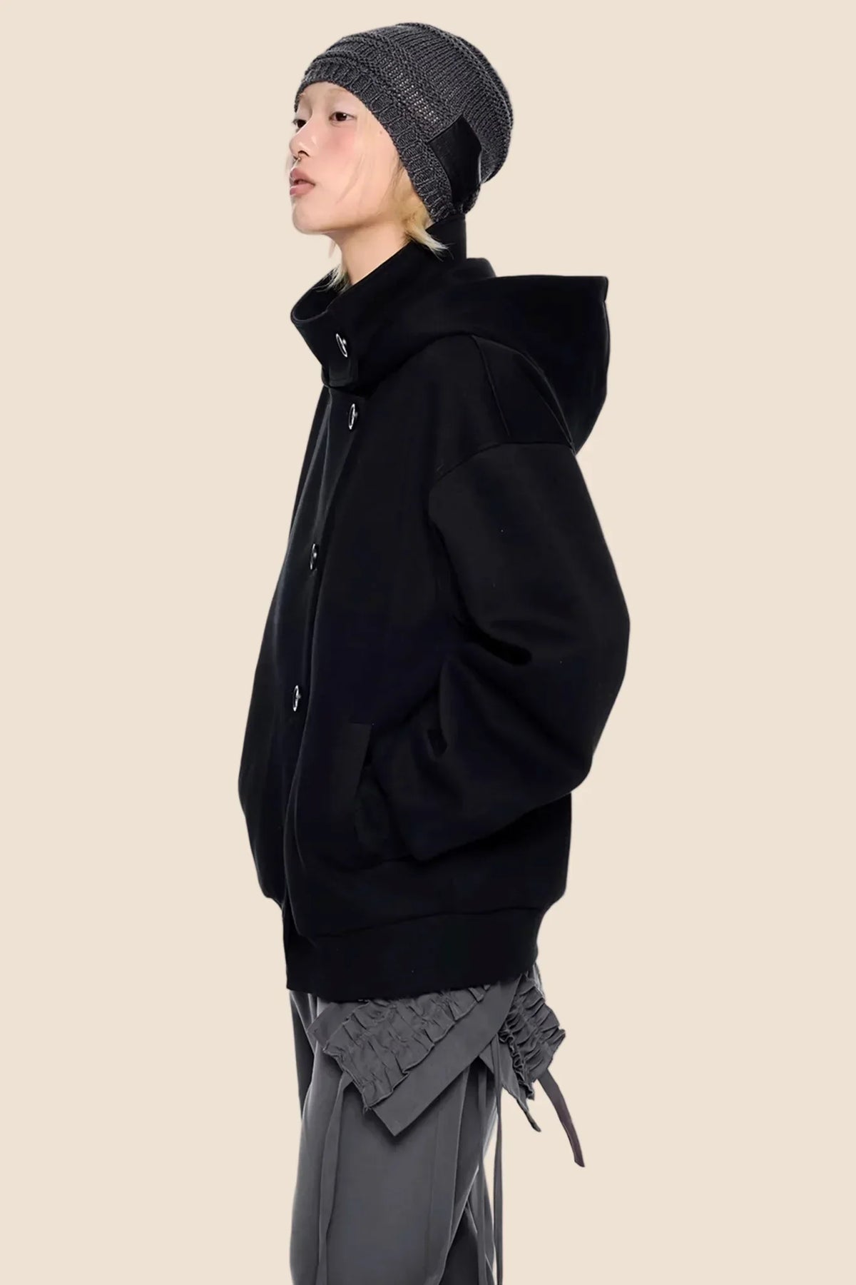 Retro Hooded Sweatshirt Jacket