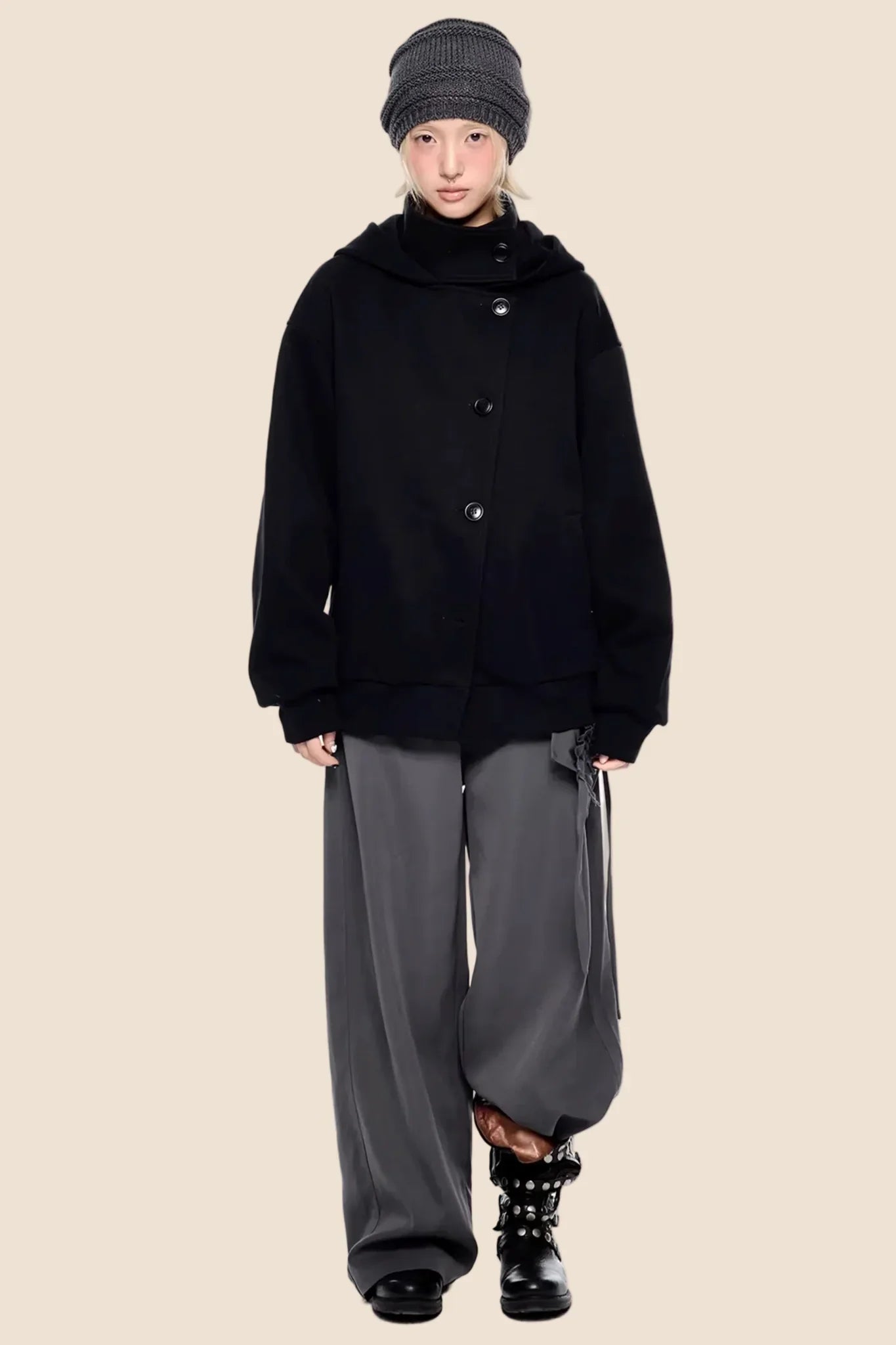 Retro Hooded Sweatshirt Jacket