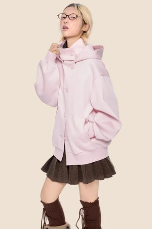 Retro Hooded Sweatshirt Jacket