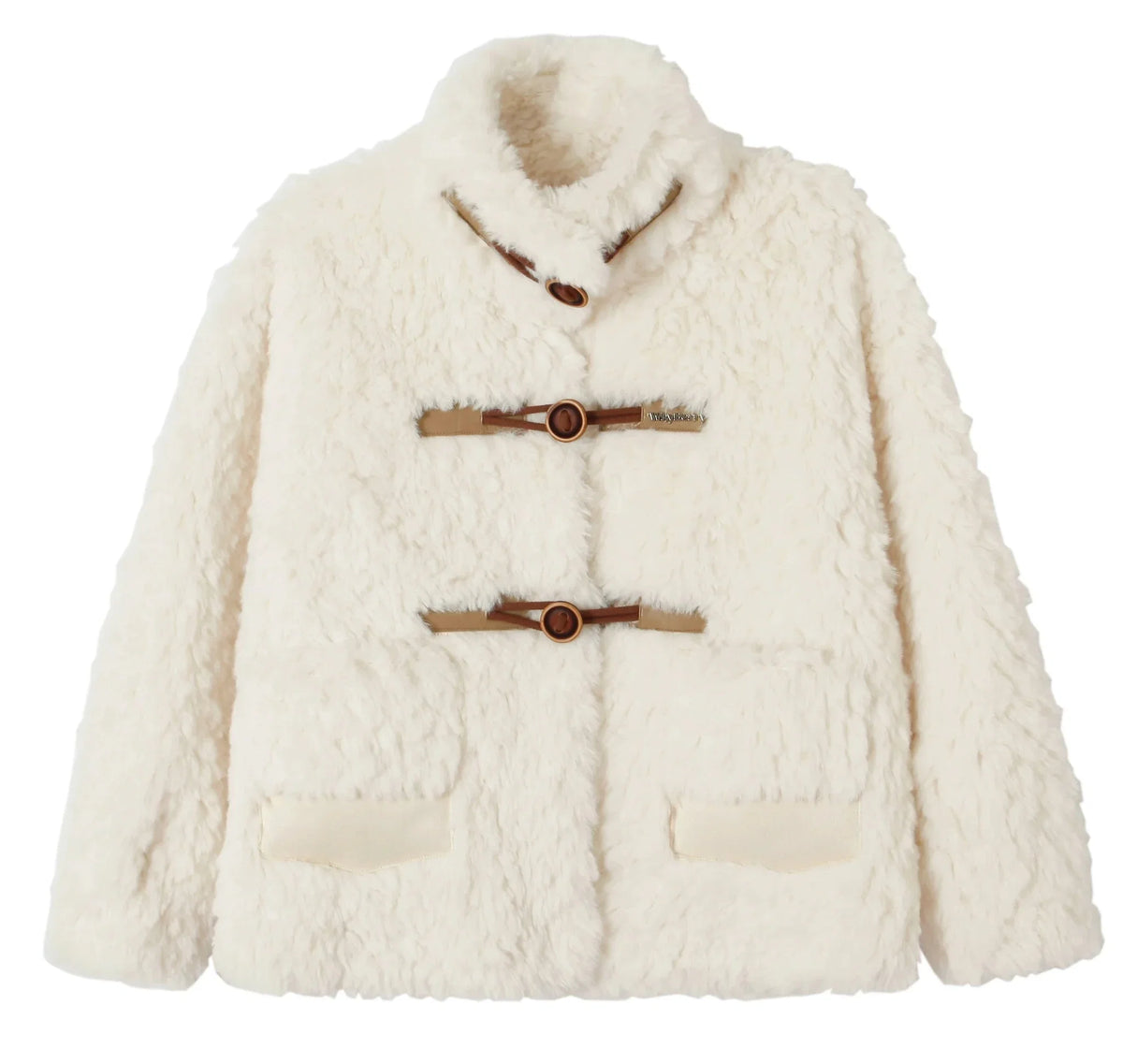 retro horn buckle lamb jacket