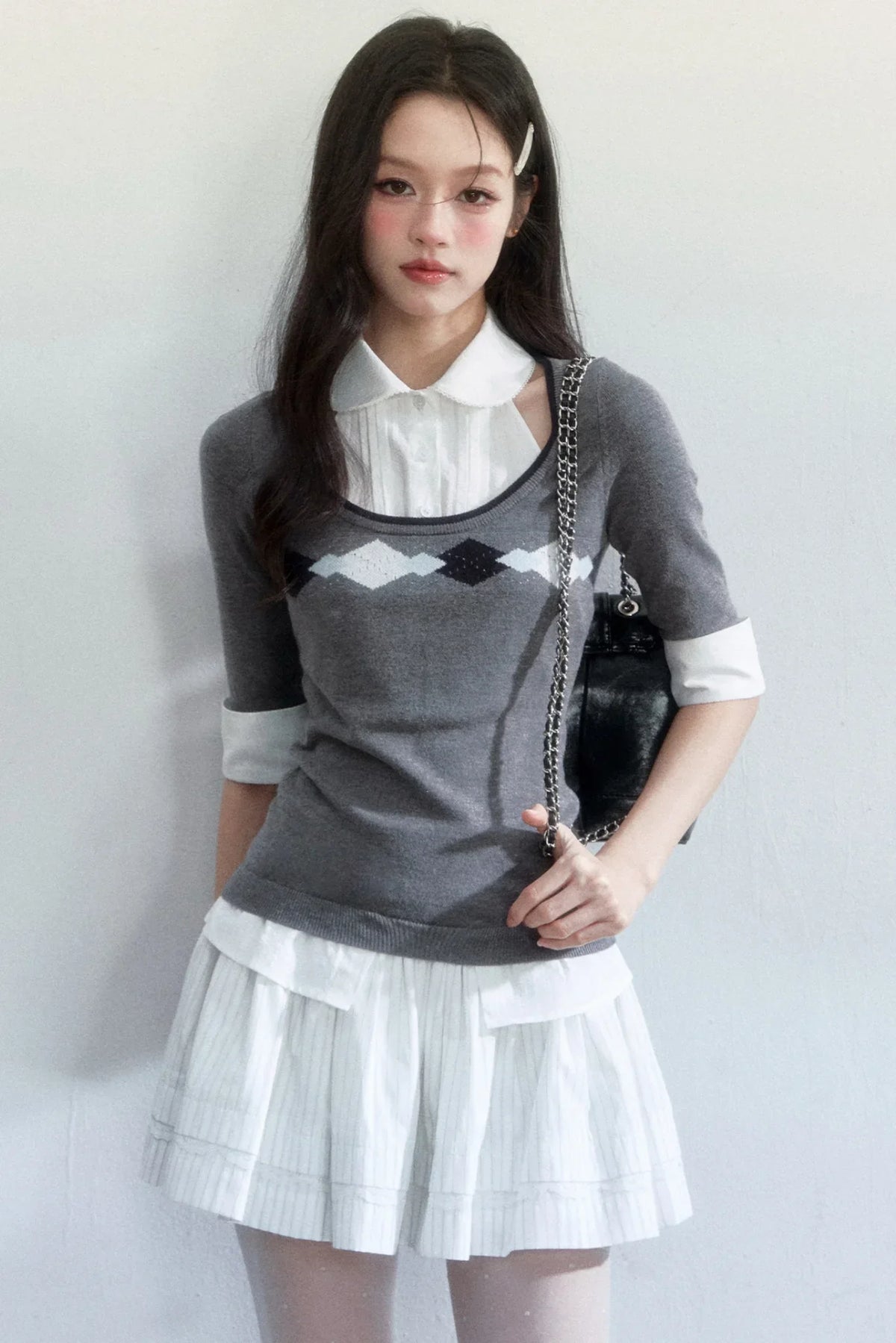 Retro Jacquard Knit Top Set-Up