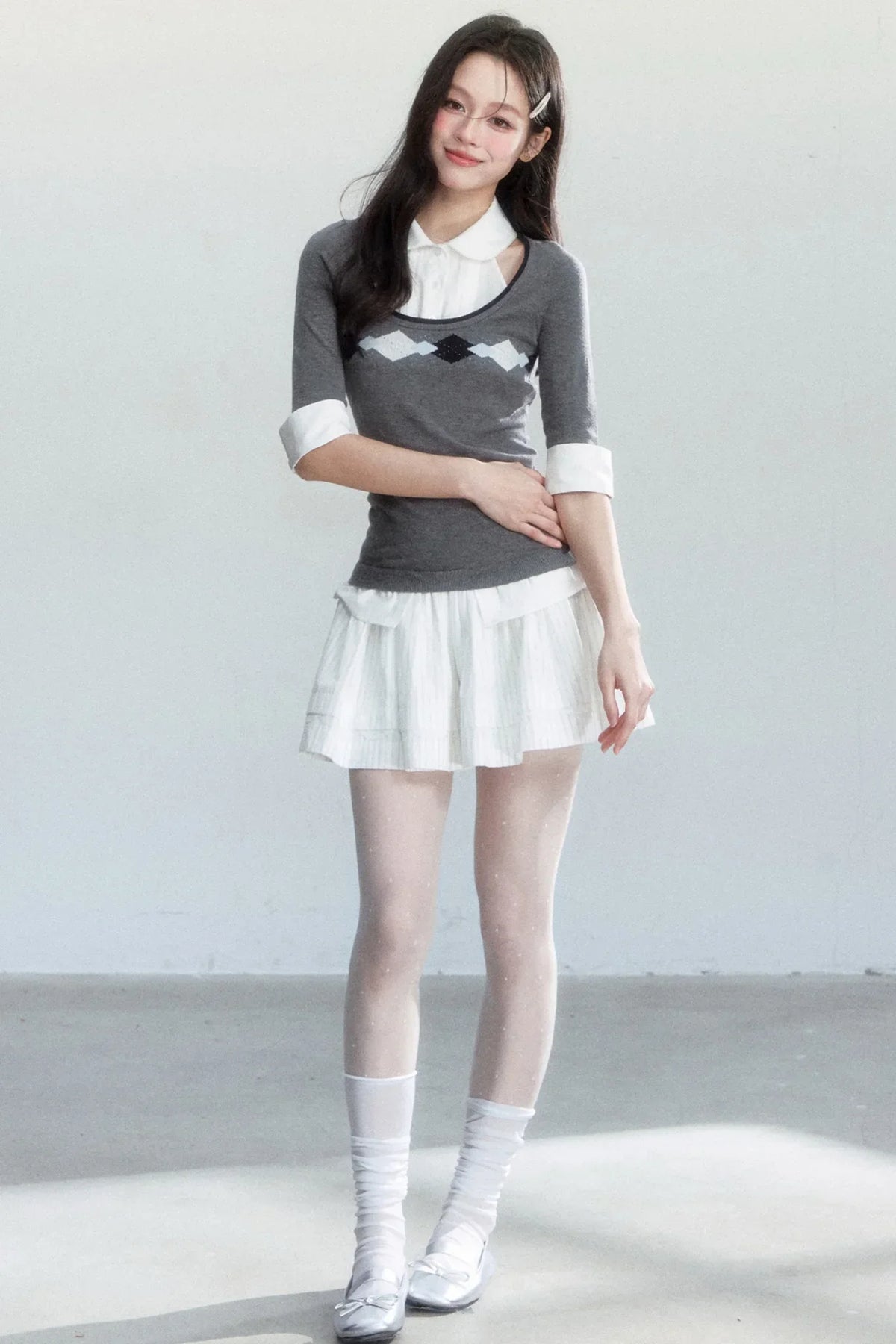 Retro Jacquard Knit Top Set-Up