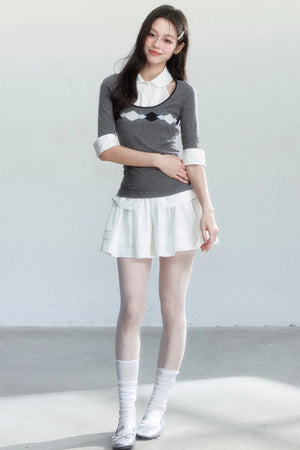 Retro Jacquard Knit Top Set-Up