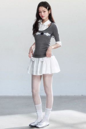 Retro Jacquard Knit Top Set-Up