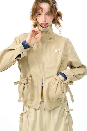 Retro Khaki Lapel Work Jacket