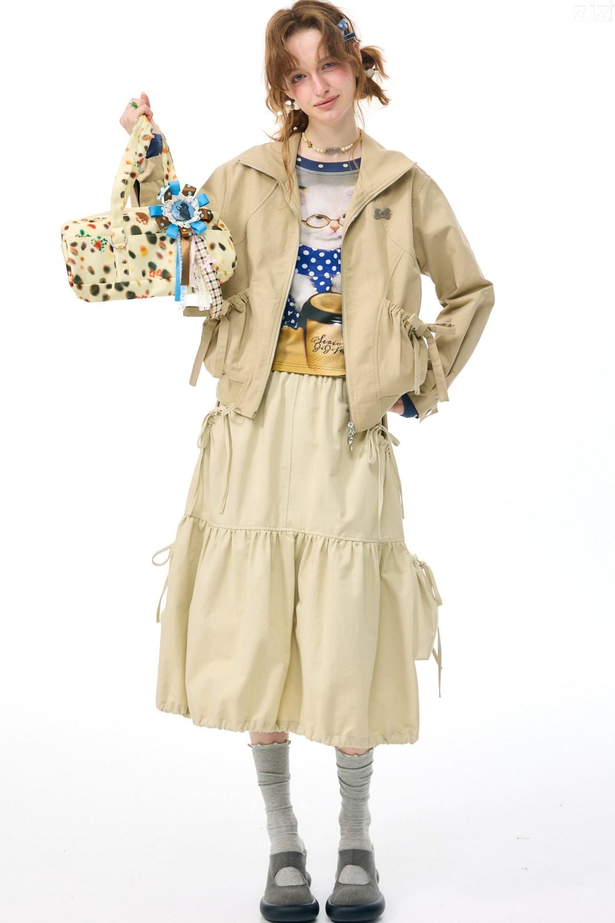 Retro Khaki Lapel Work Jacket