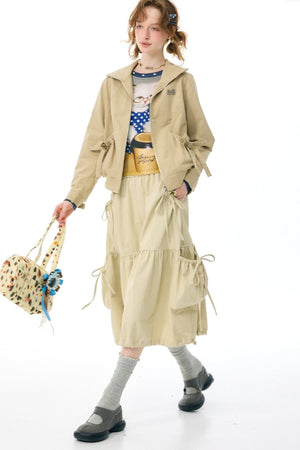 Retro Khaki Lapel Work Jacket