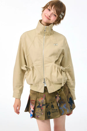 Retro Khaki Lapel Work Jacket