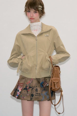 Retro Khaki Lapel Work Jacket
