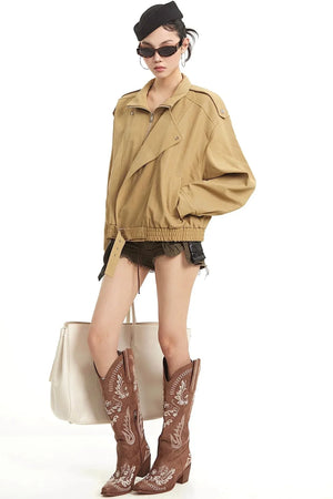 Retro Khaki Leather Jacket