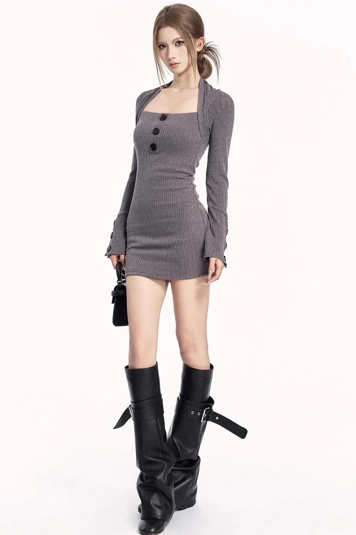 Retro Knit Bodycon Dress