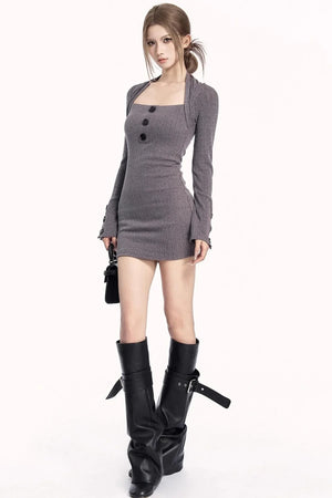 Retro Knit Bodycon Dress