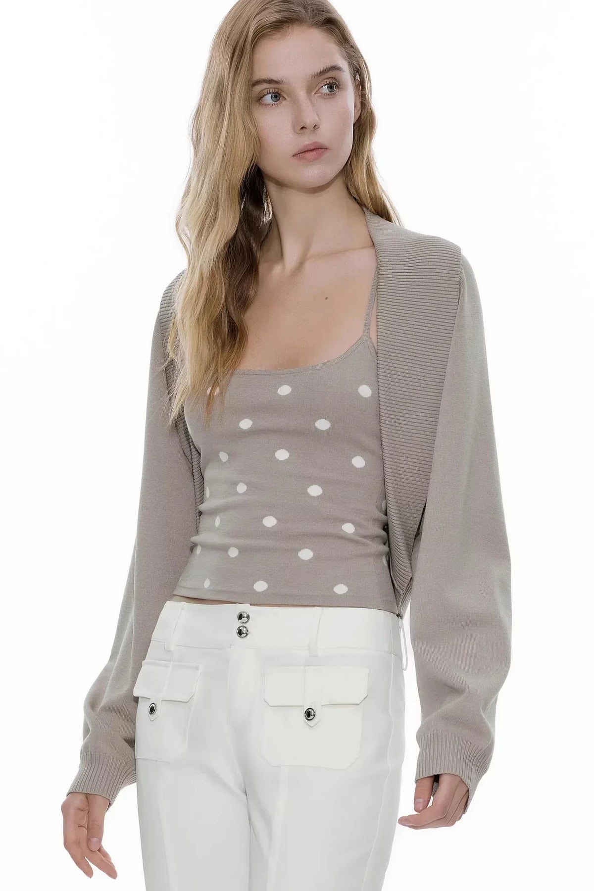 Retro Knit Cardigan Sweater Set