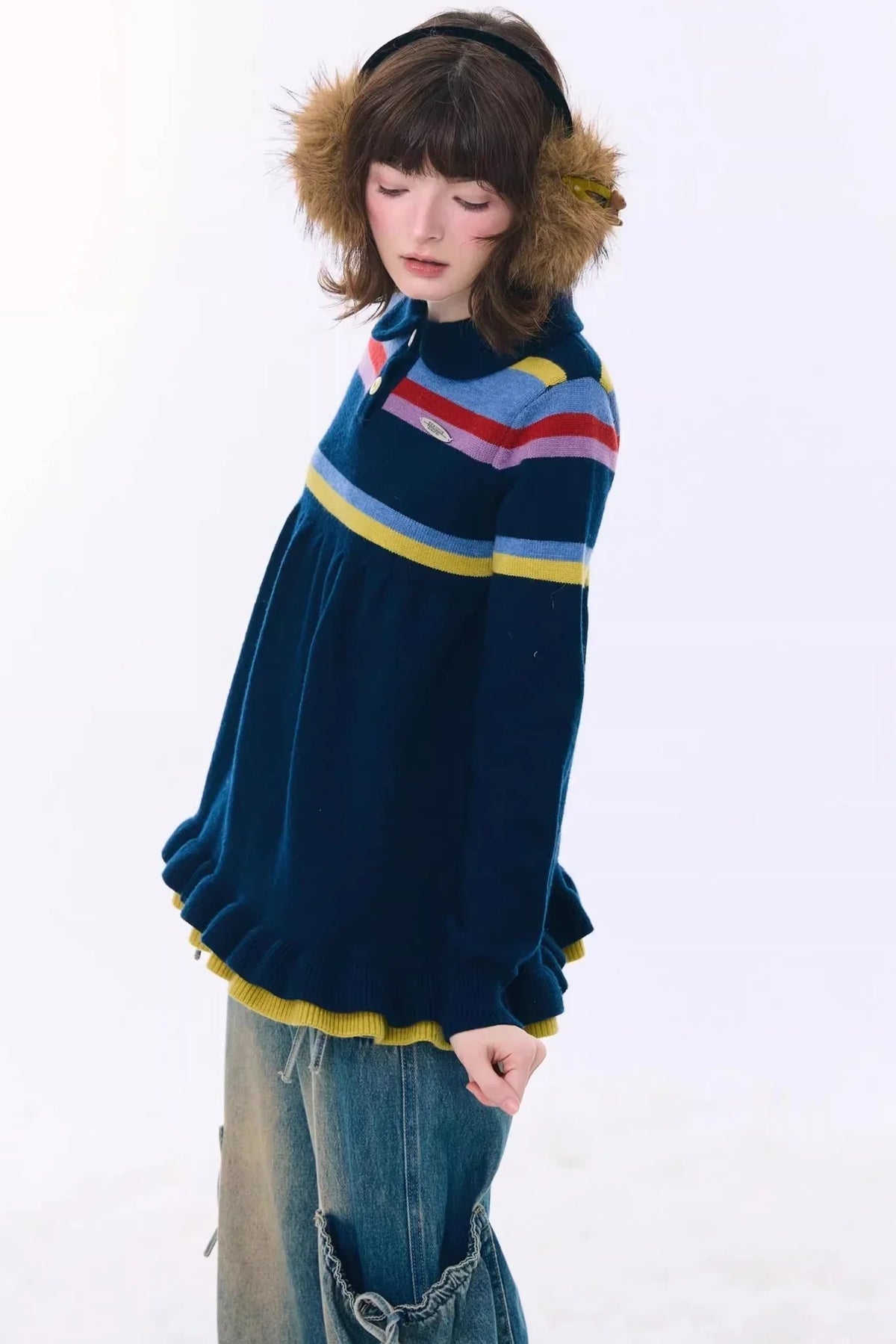 Retro Lace Collar Sweater