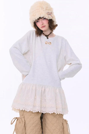 Retro Lace Knit Top