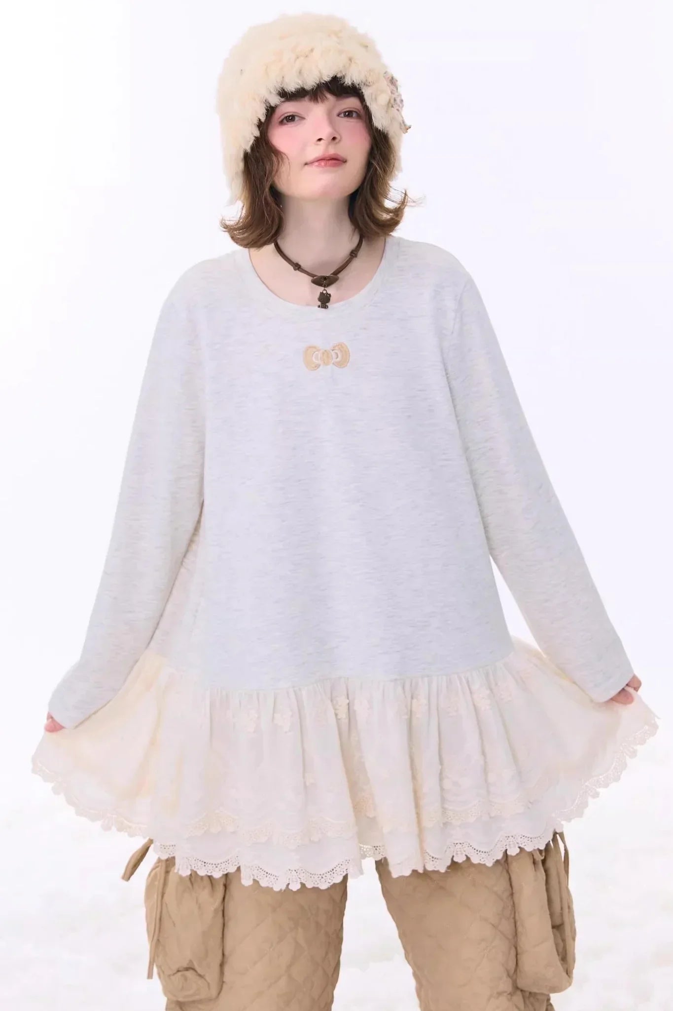 Retro Lace Knit Top