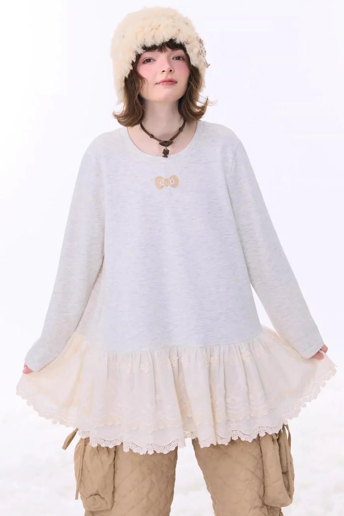 Retro Lace Knit Top