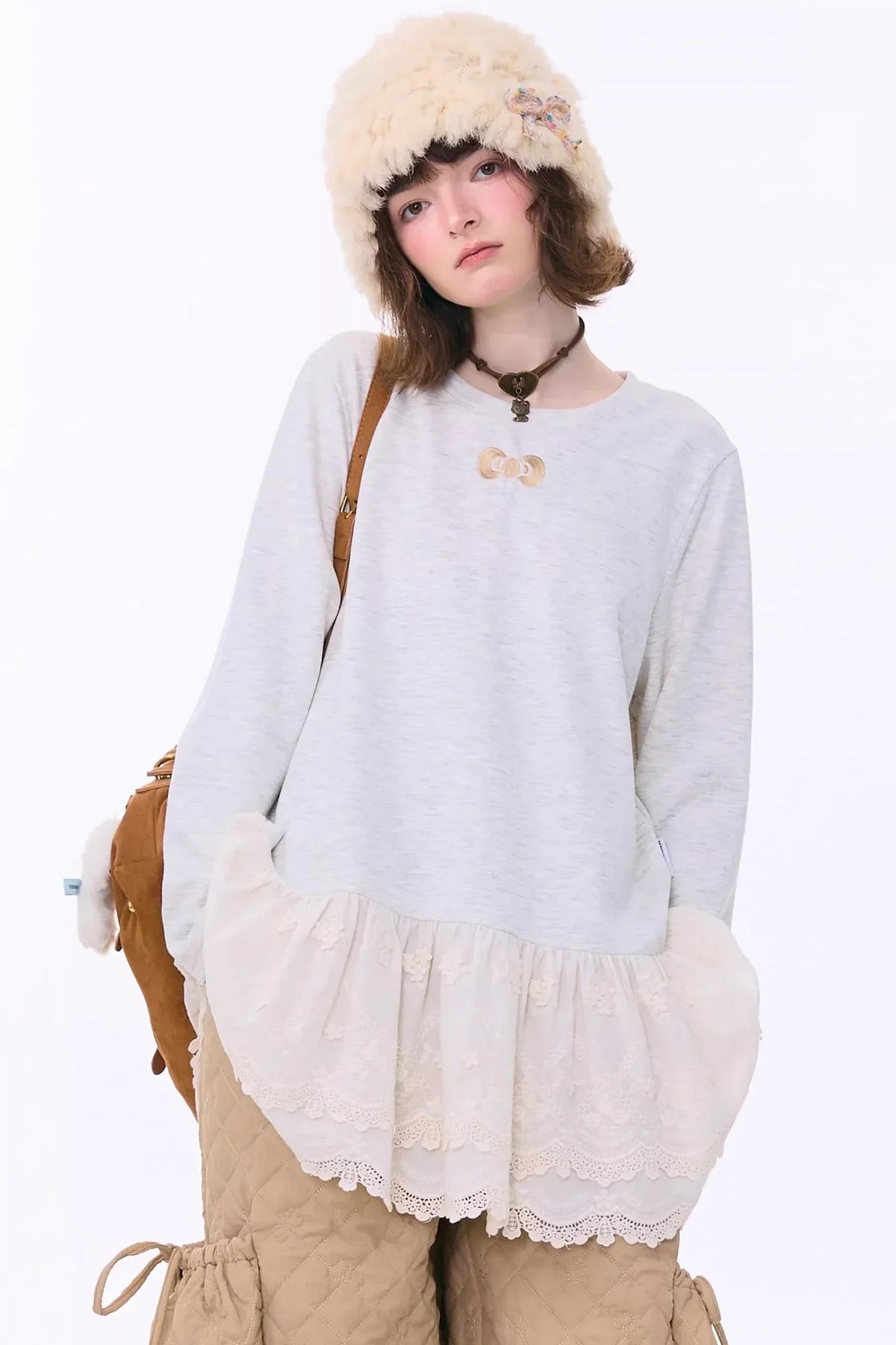 Retro Lace Knit Top