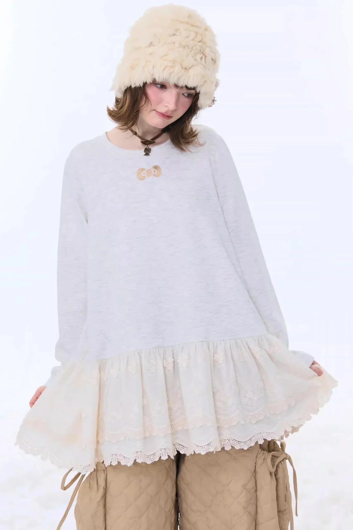Retro Lace Knit Top
