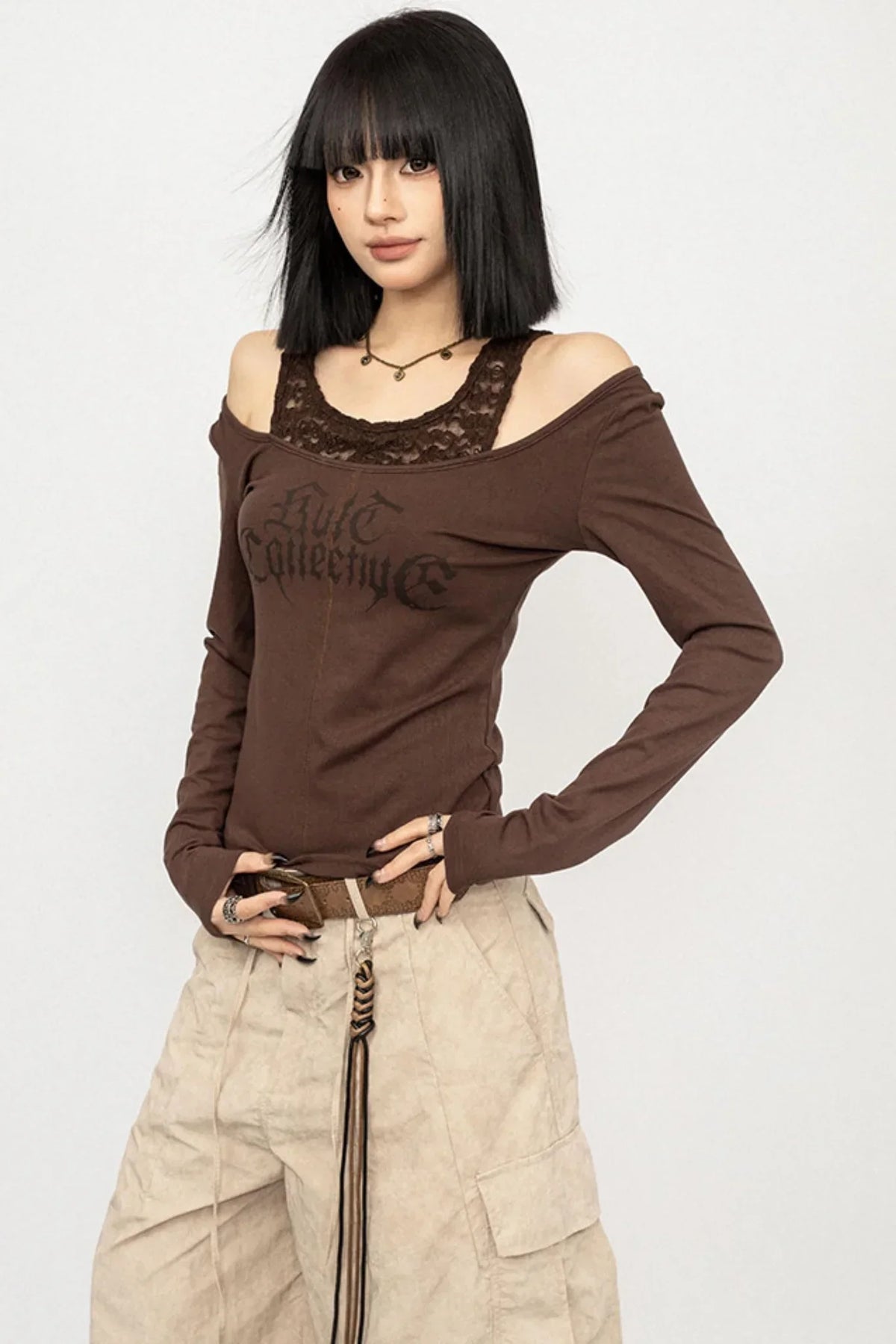 Retro Lace Off-Shoulder Top