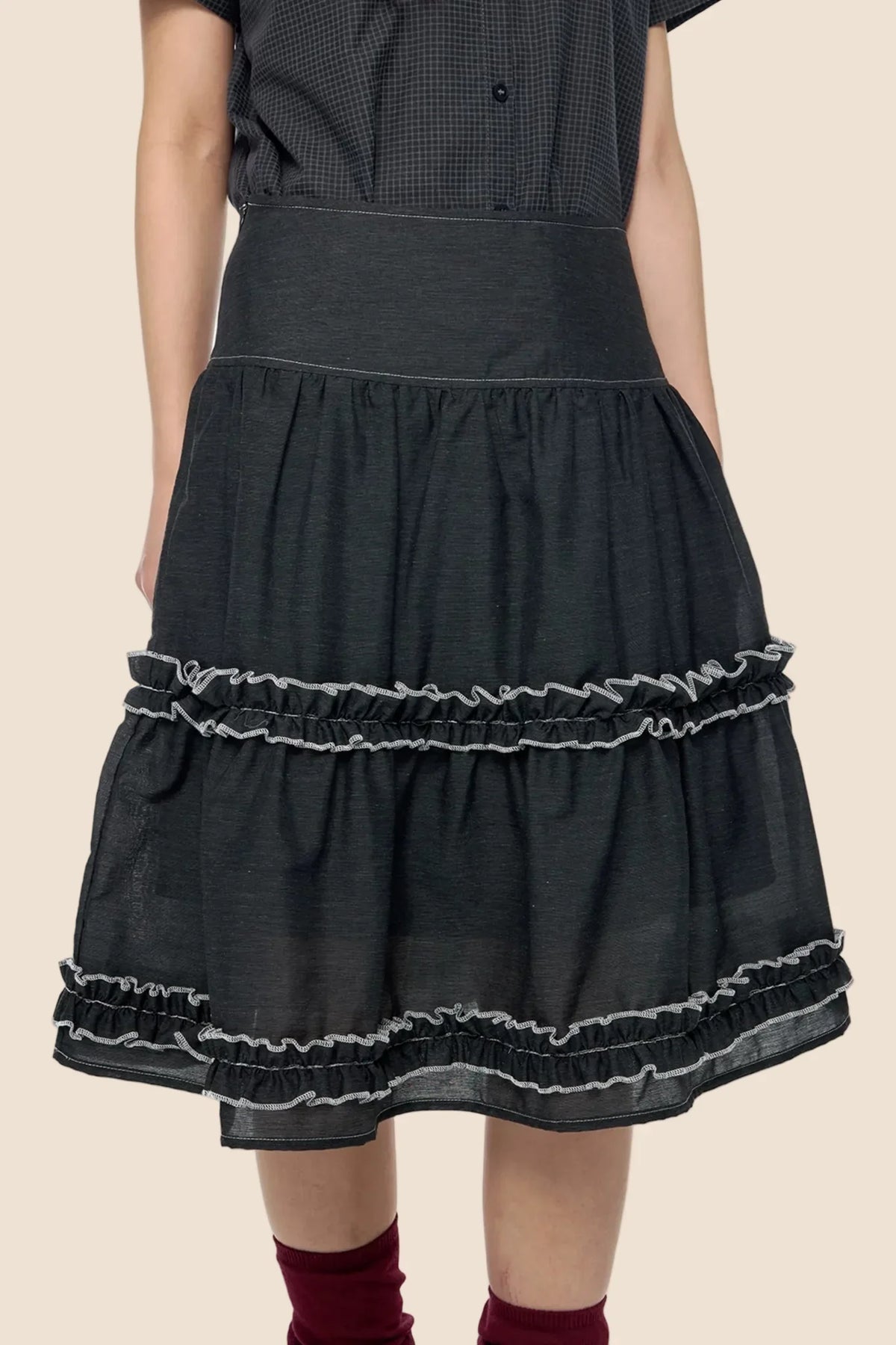 Retro Lace Pleated Skirt