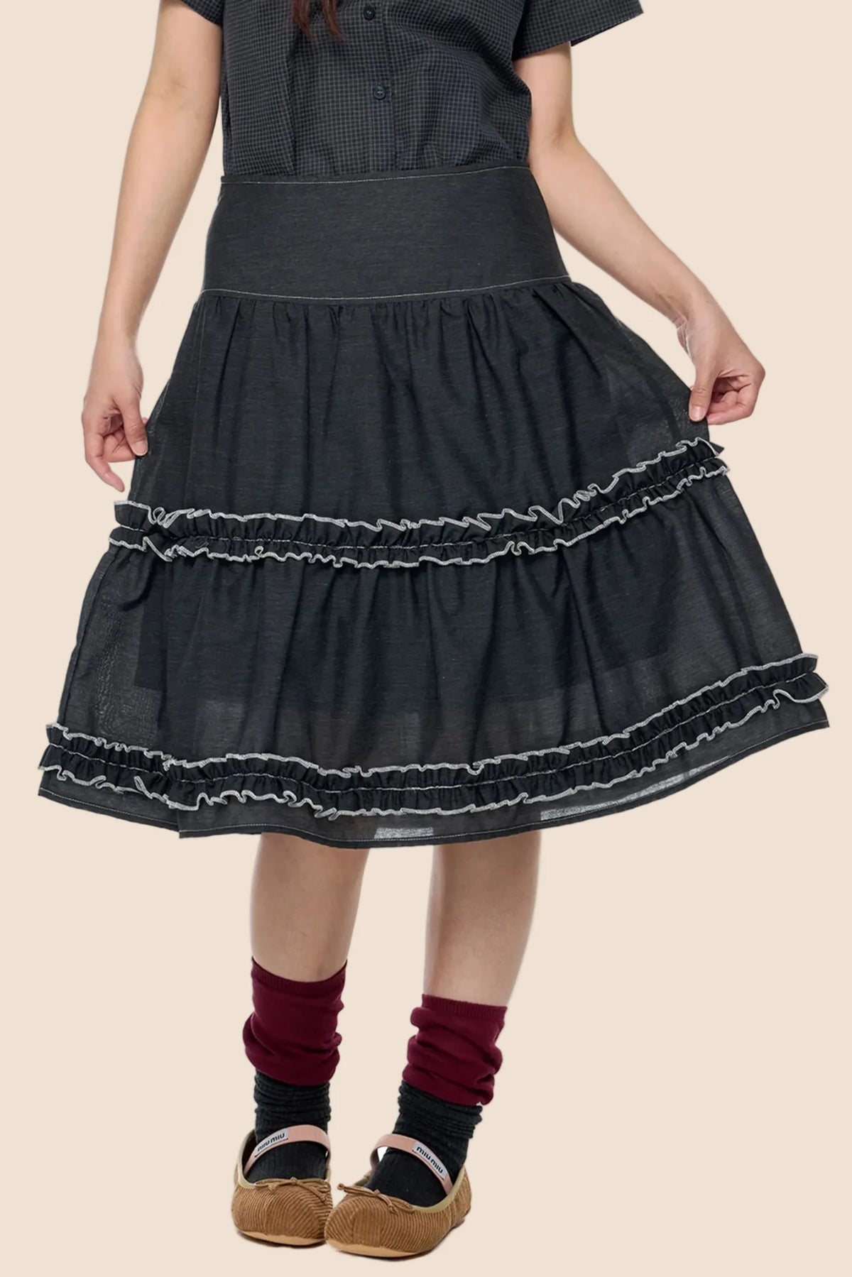 Retro Lace Pleated Skirt