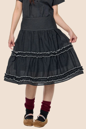Retro Lace Pleated Skirt