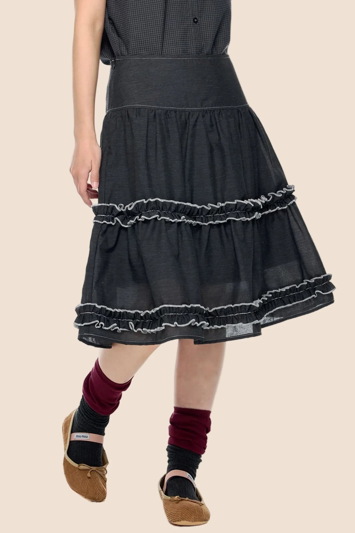 Retro Lace Pleated Skirt