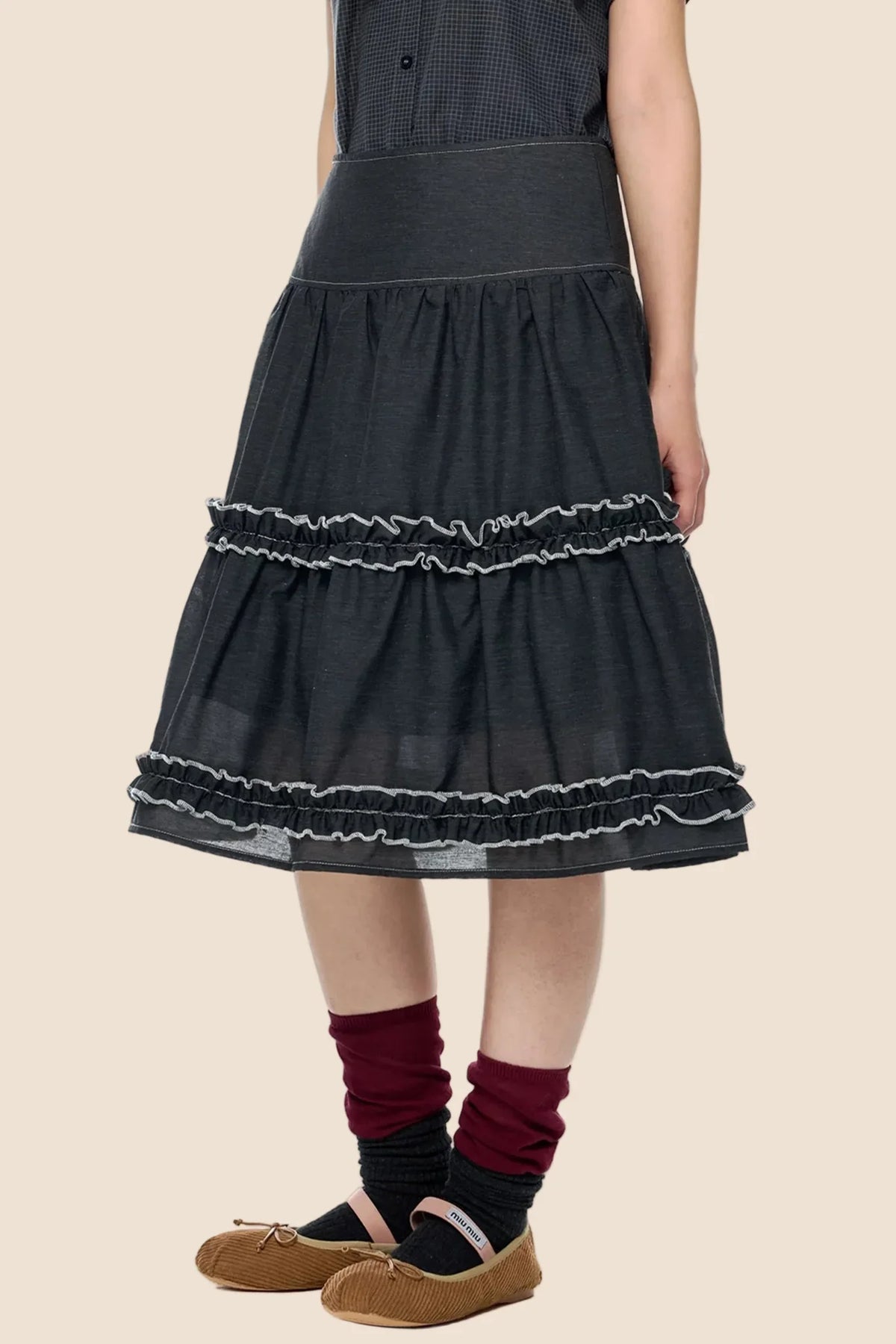Retro Lace Pleated Skirt