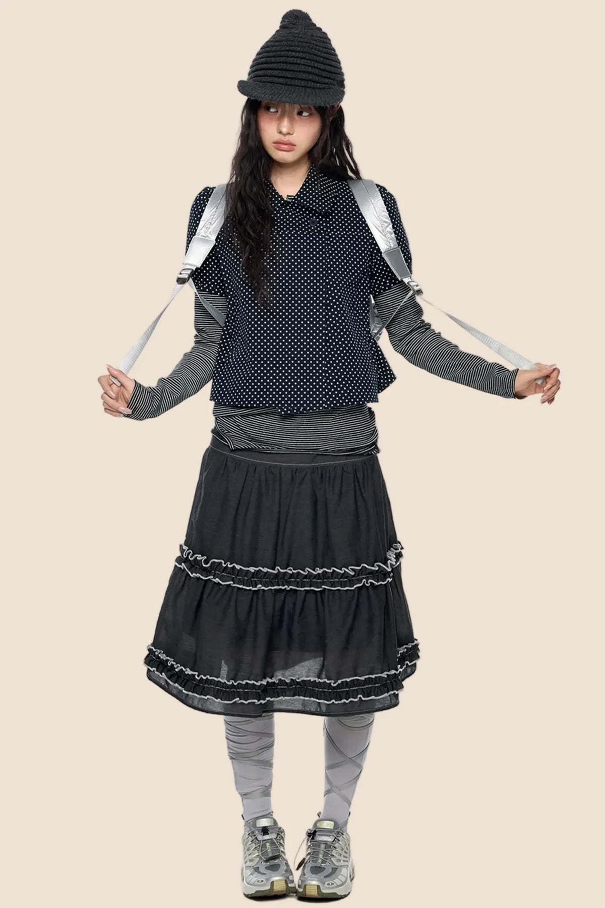 Retro Lace Pleated Skirt