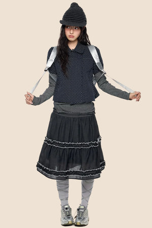 Retro Lace Pleated Skirt