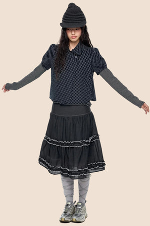 Retro Lace Pleated Skirt