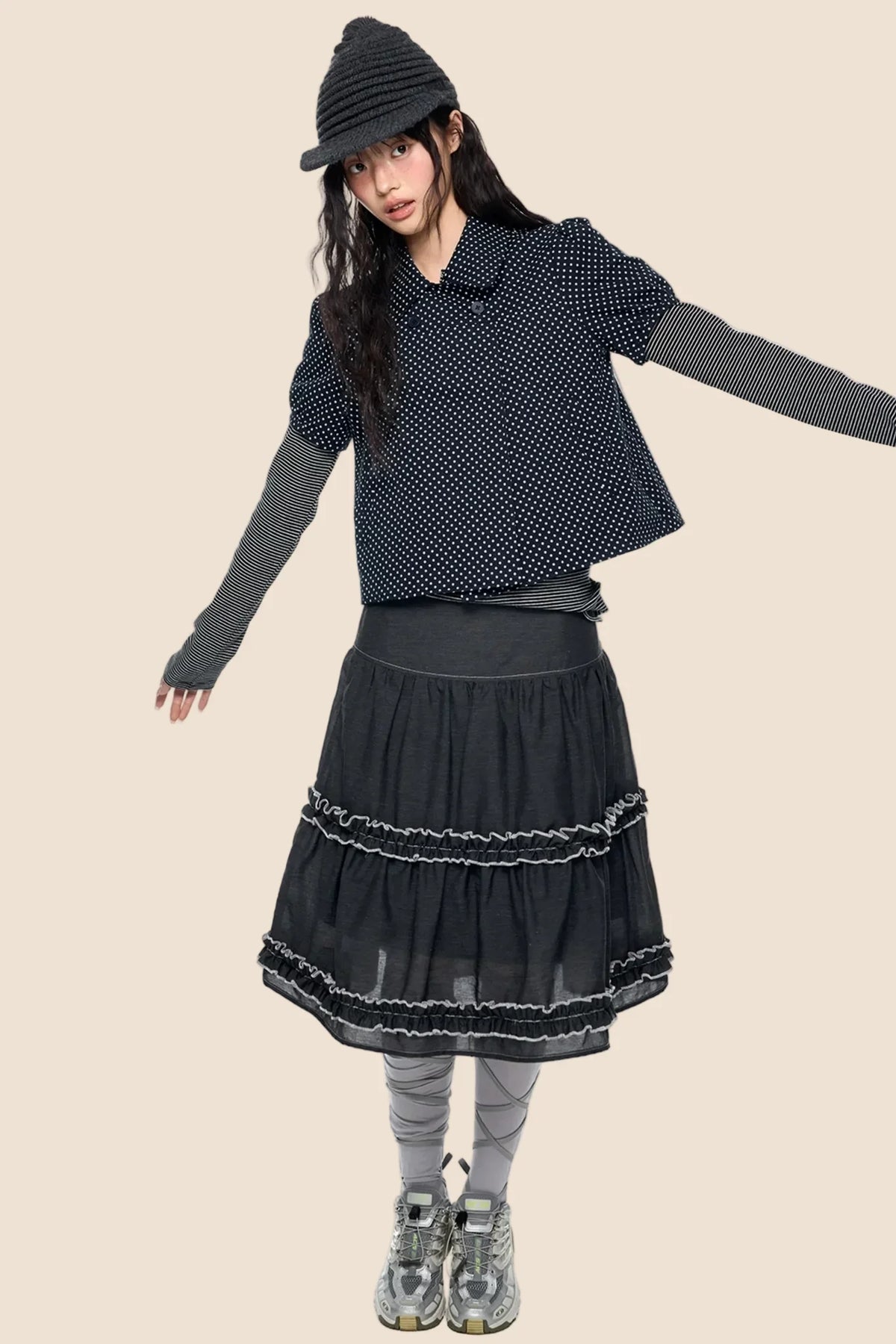 Retro Lace Pleated Skirt