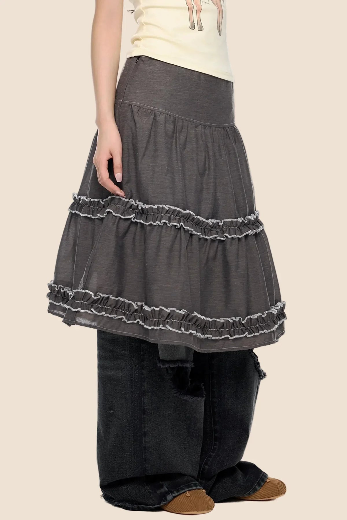 Retro Lace Pleated Skirt
