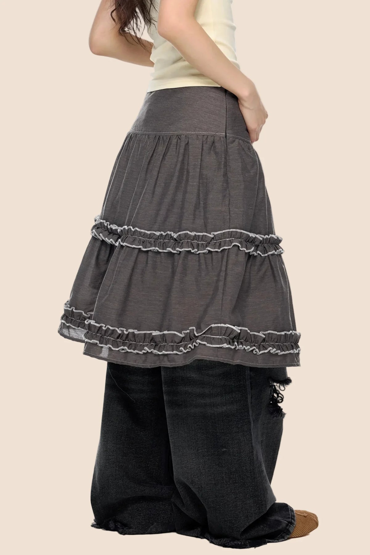 Retro Lace Pleated Skirt