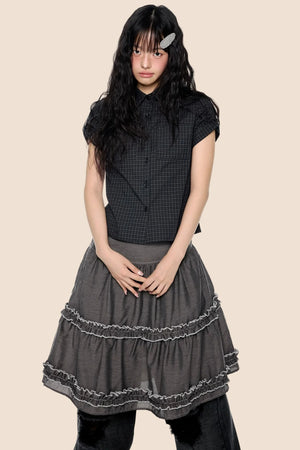 Retro Lace Pleated Skirt