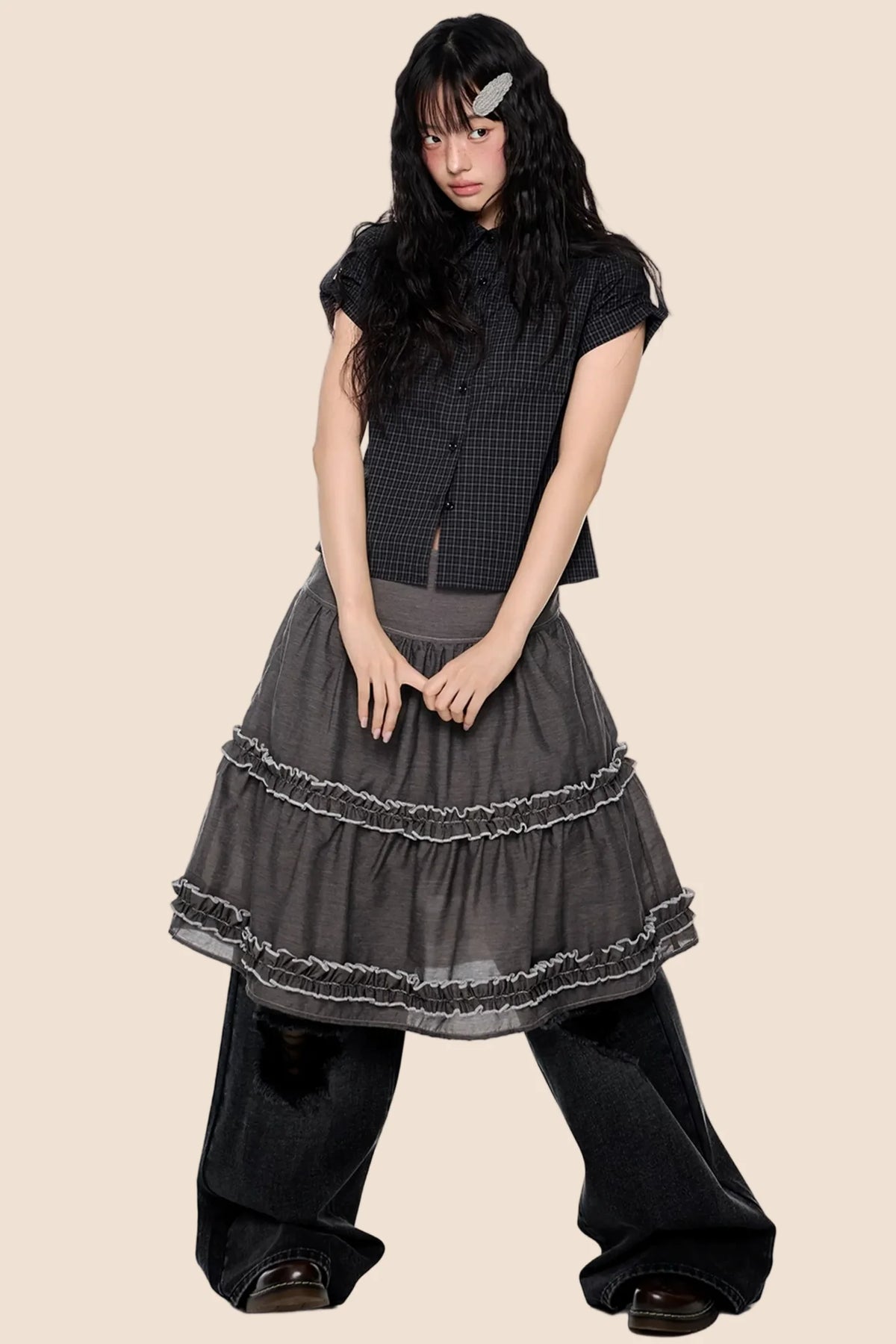 Retro Lace Pleated Skirt