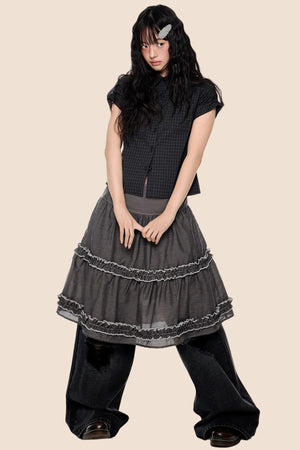 Retro Lace Pleated Skirt