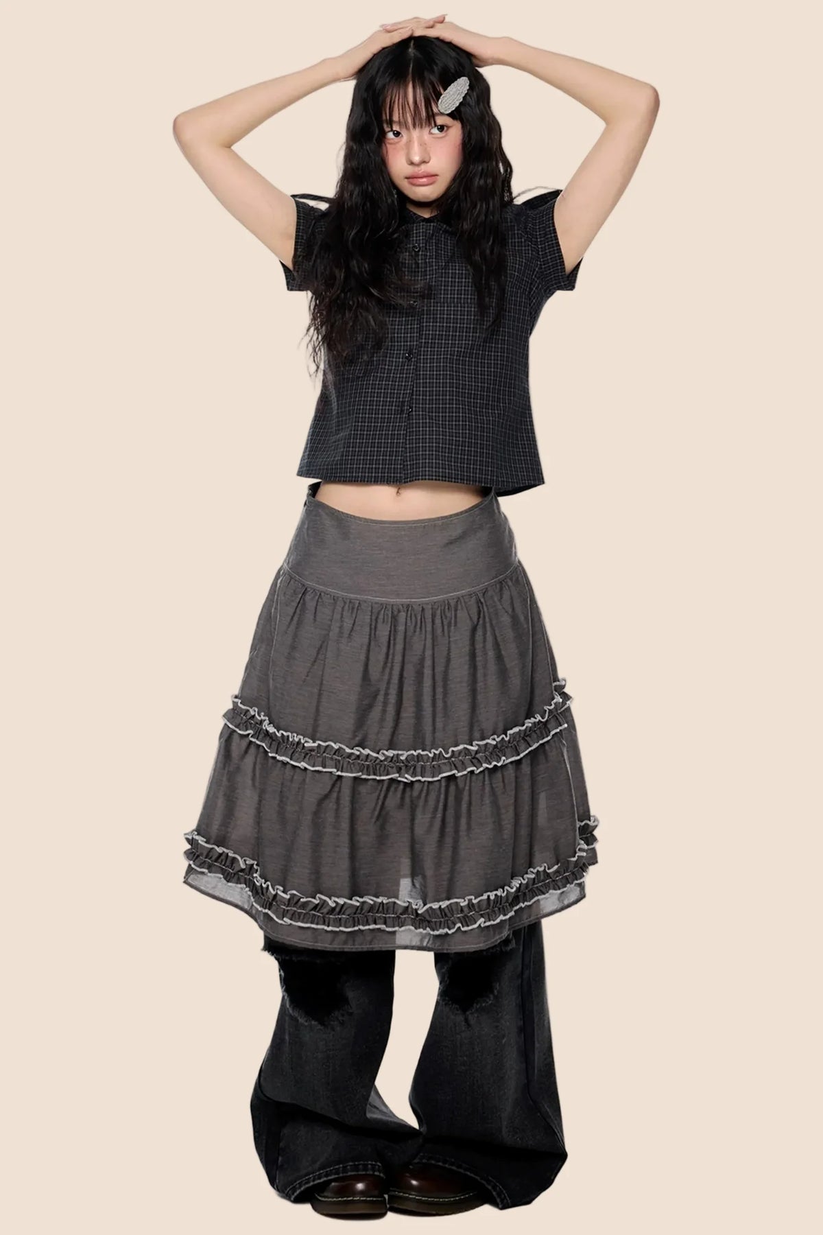 Retro Lace Pleated Skirt