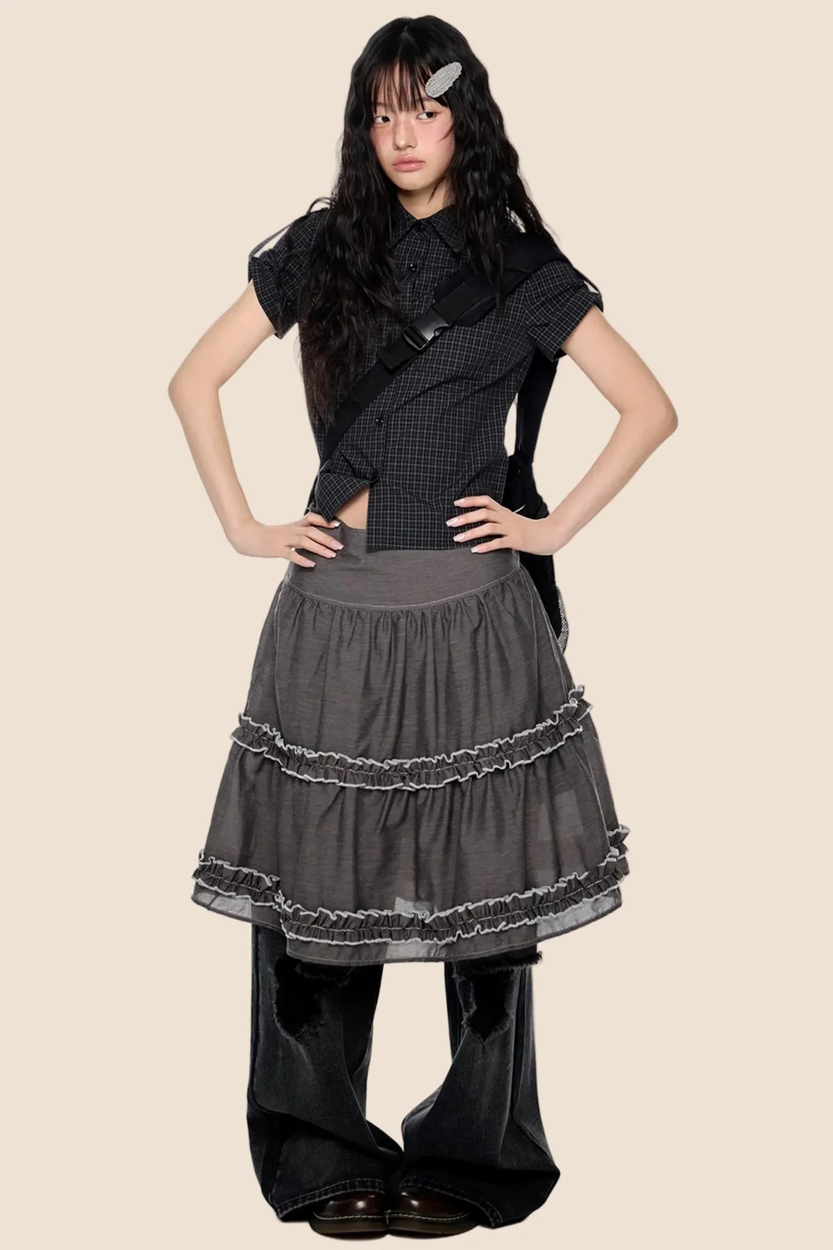 Retro Lace Pleated Skirt