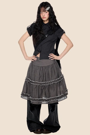 Retro Lace Pleated Skirt