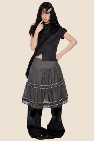 Retro Lace Pleated Skirt