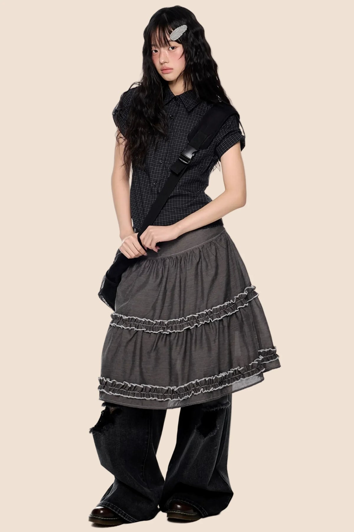 Retro Lace Pleated Skirt