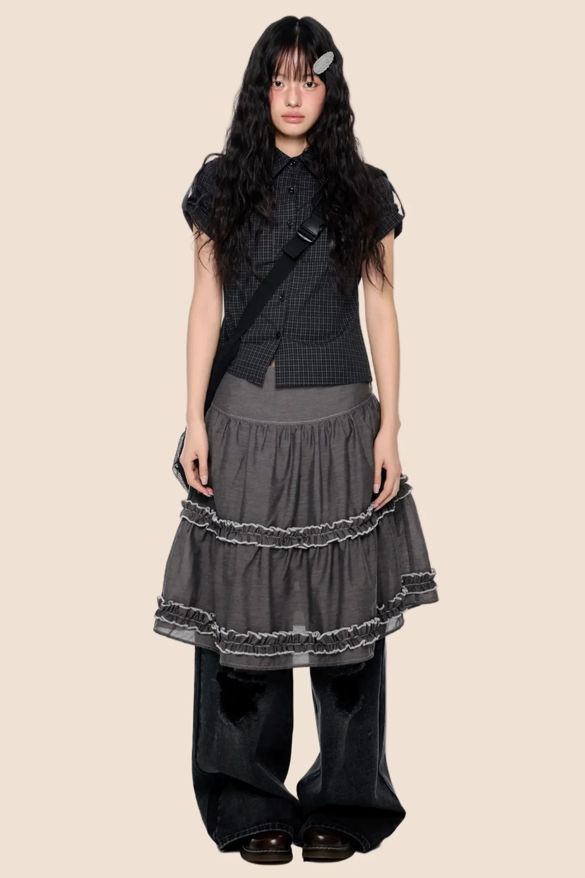 Retro Lace Pleated Skirt